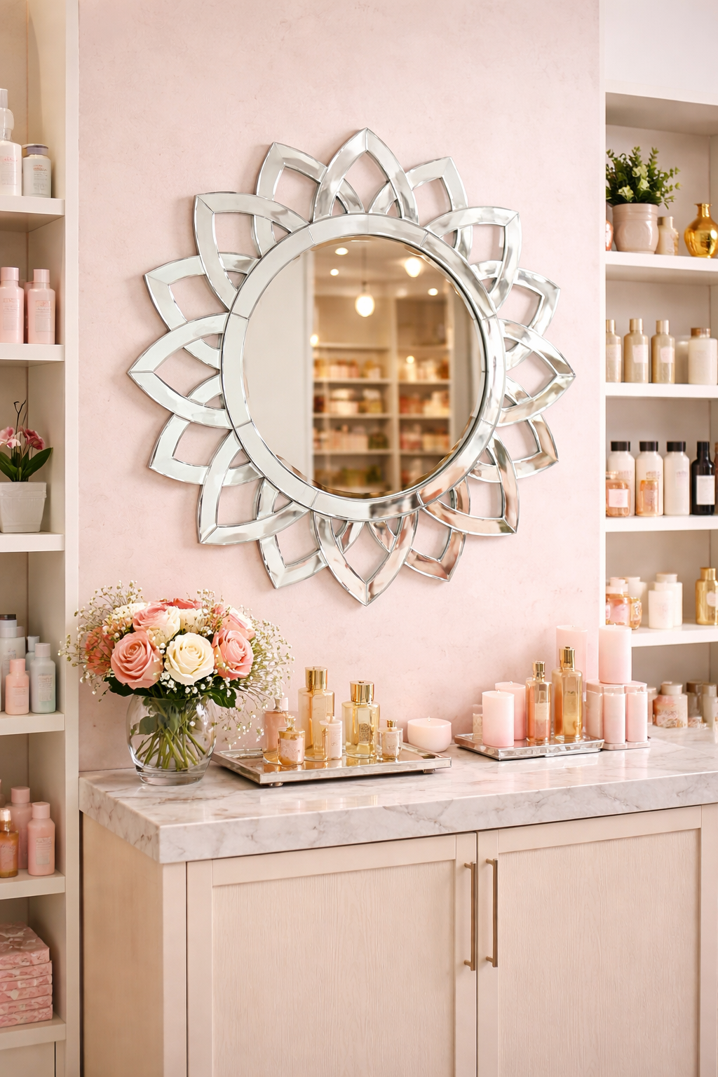 Lotus Bloom Round Mirror Lotus Bloom Round Mirror